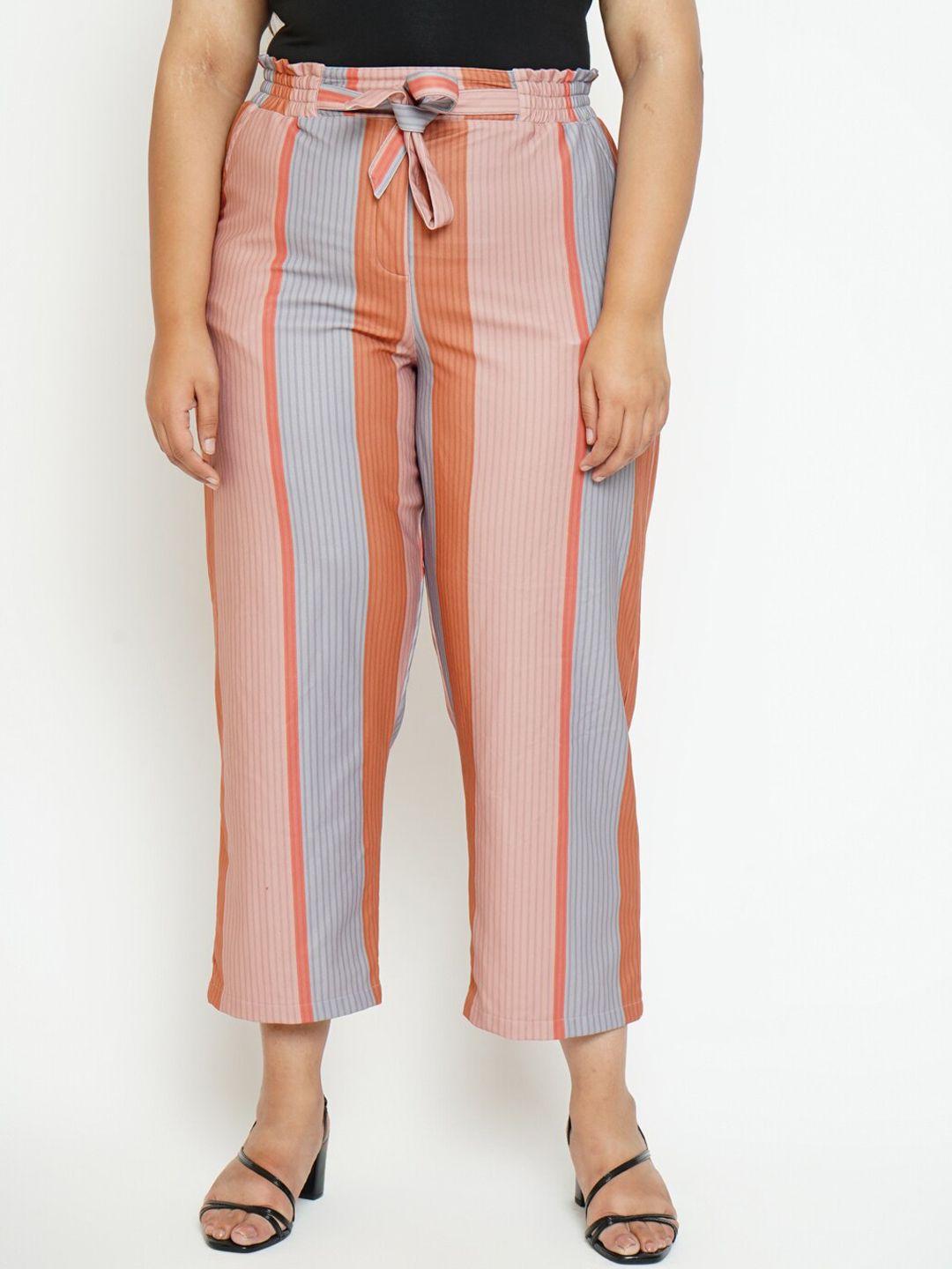 amydus women plus size multicoloured striped high-rise trousers
