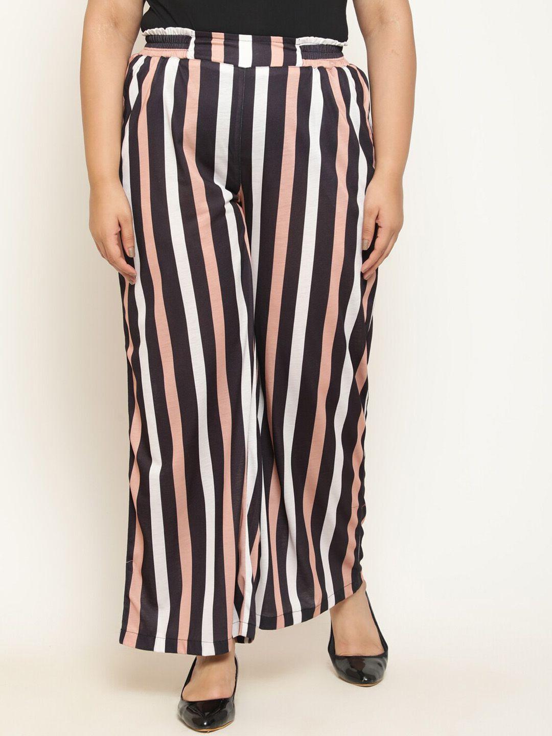 amydus women plus size striped high-rise parallel trousers