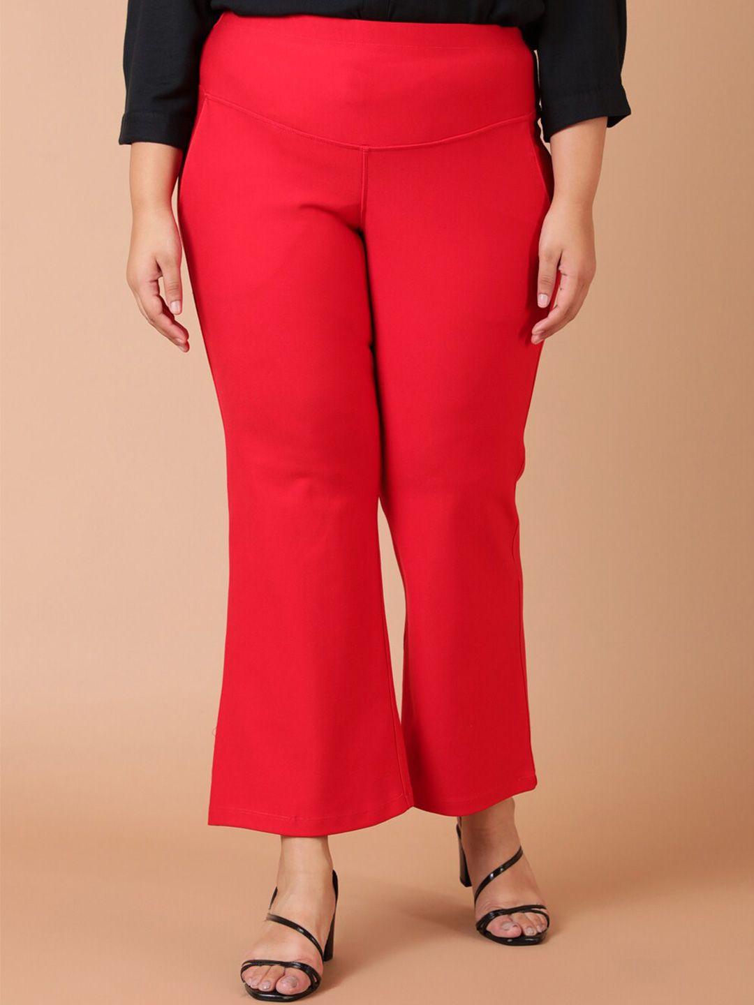 amydus women red flared high-rise easy wash trousers