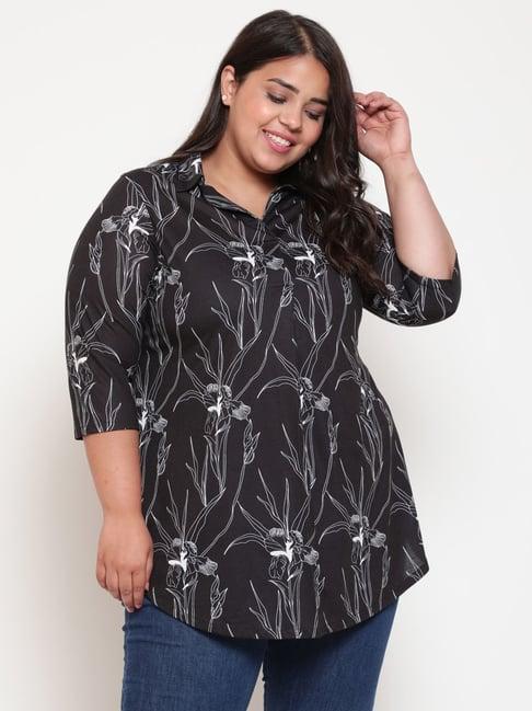 amydus black & white floral print tunic