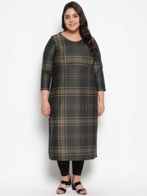 amydus black checks kurta