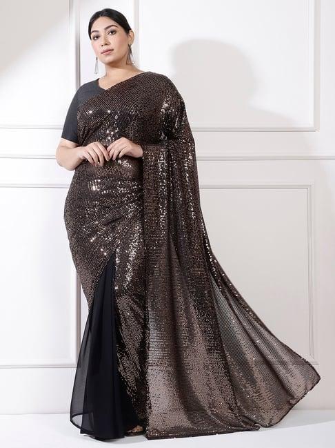 amydus black embellished ready to wear saree without blouse