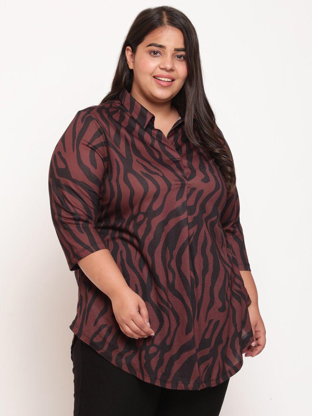 amydus bronze-toned animal print shirt style plus size top