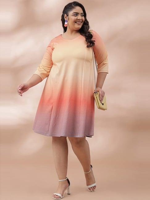 amydus multicolored v neck a-line dress