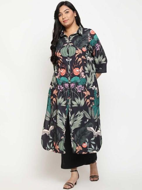 amydus multicolour printed straight front open kurta