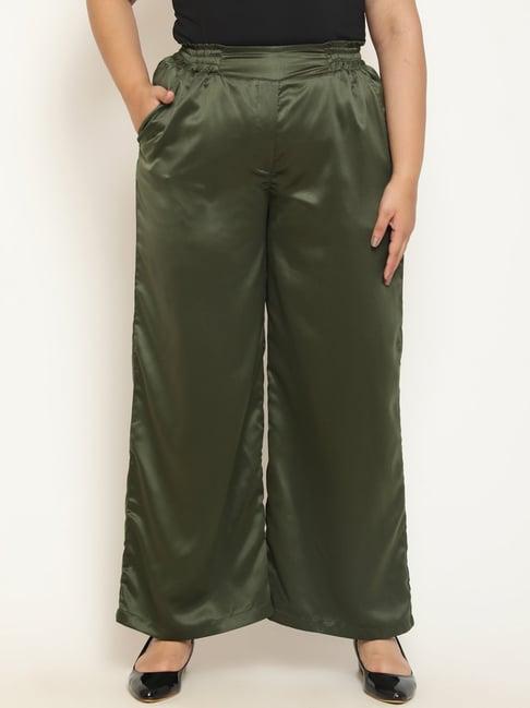 amydus olive  regular fit high rise pants