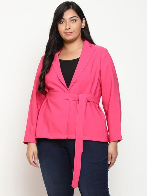 amydus pink blazer with tie up waist belt