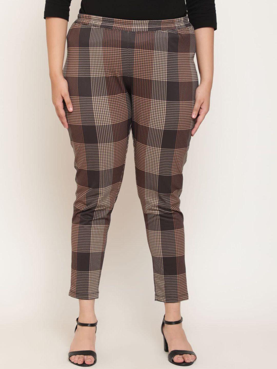 amydus plus size checked warm fleece winter leggings