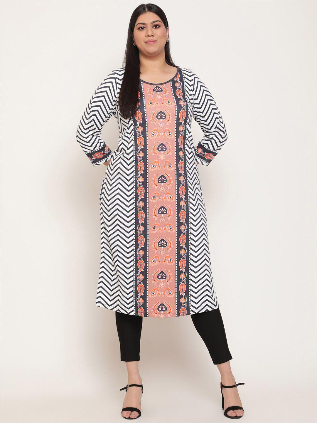 amydus plus size chevron printed wool kurta