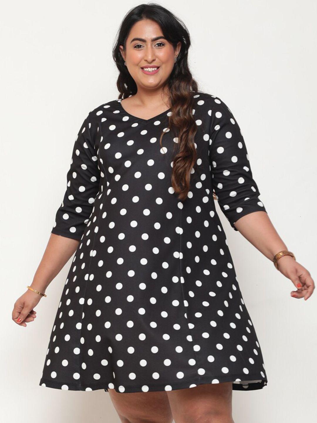 amydus plus size polka dots printed a-line dress
