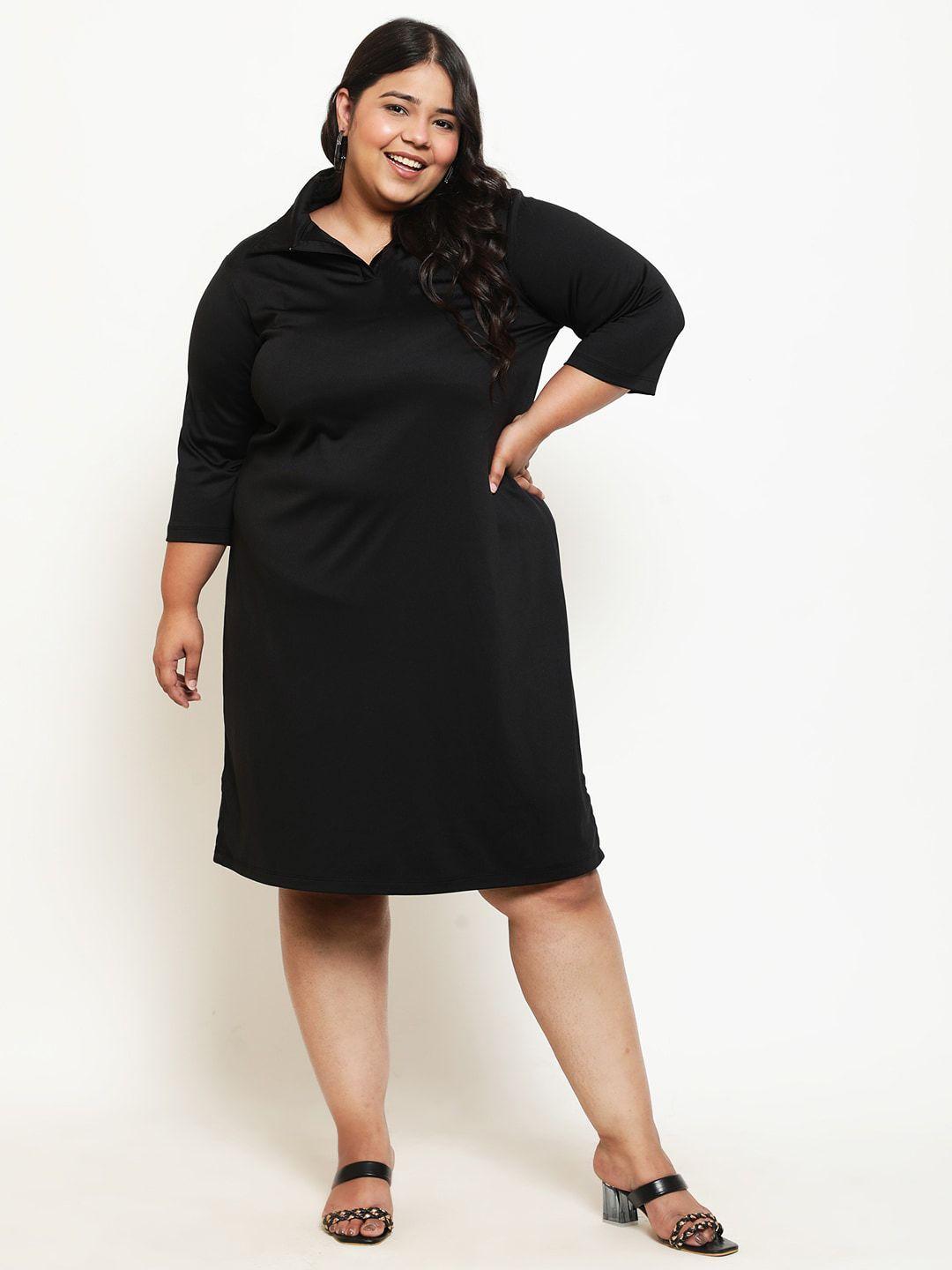 amydus plus size shirt collar  woolen a-line dress