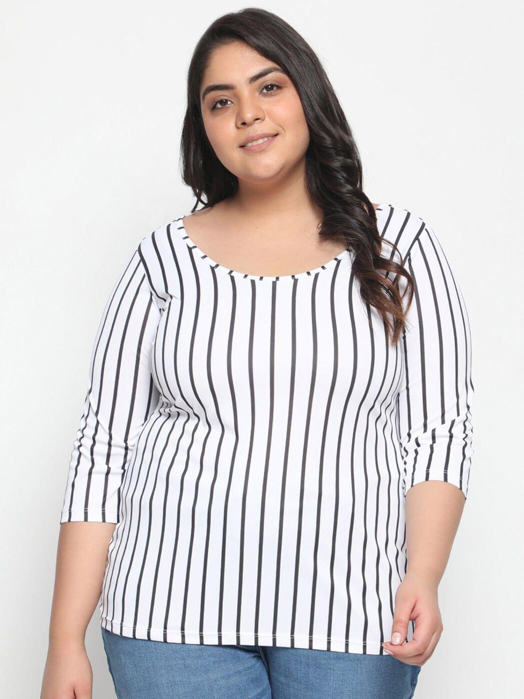 amydus plus size striped round neck cotton t-shirt