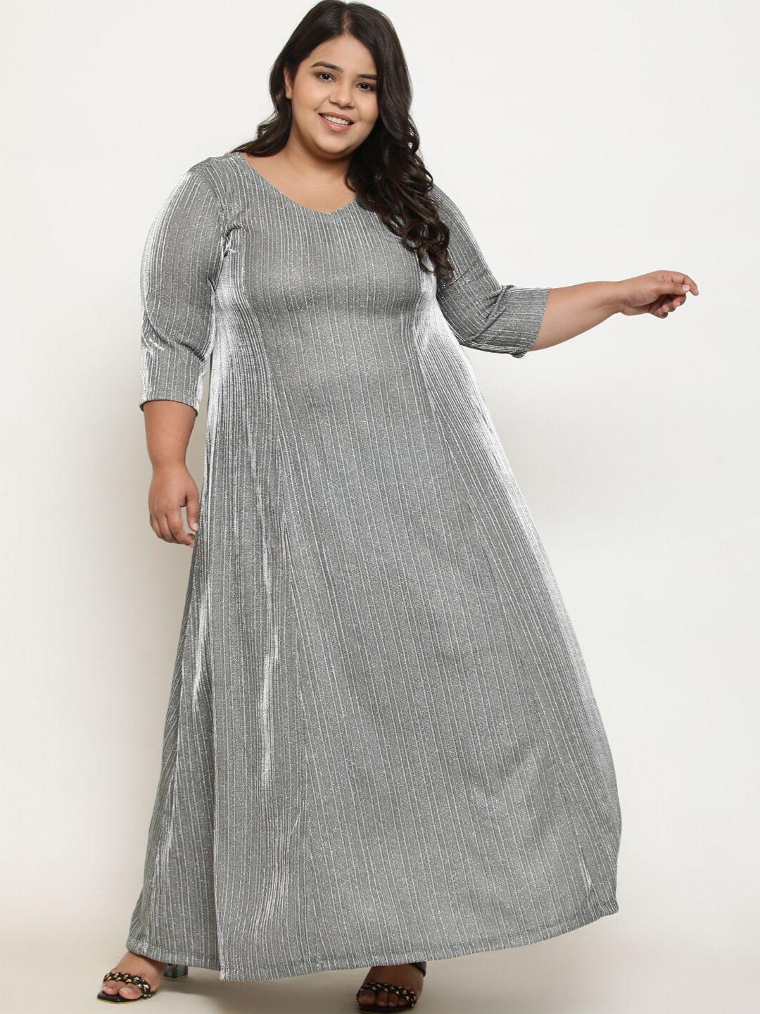 amydus plus size striped v-neck maxi dress