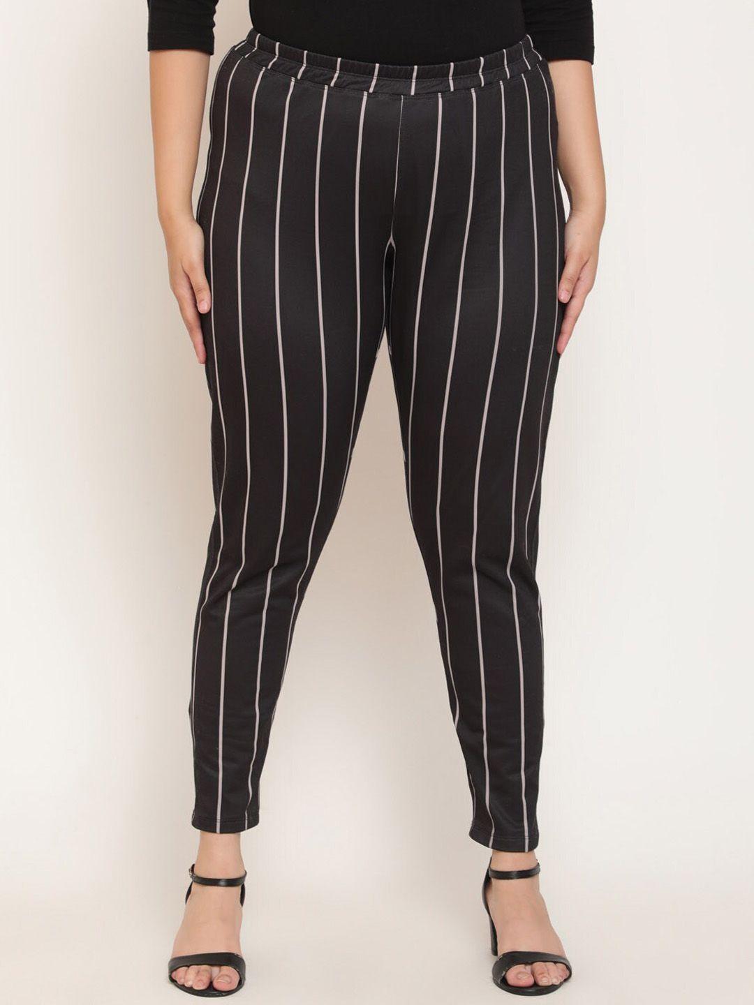 amydus plus size striped warm fleece winter leggings