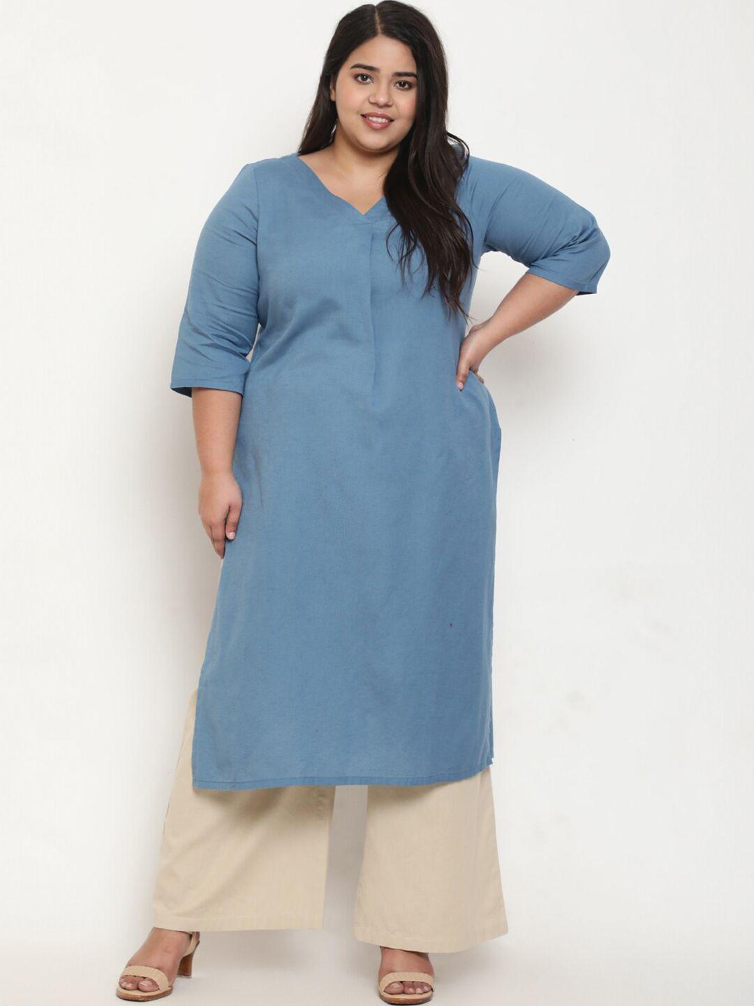 amydus plus size v-neck centre pleat kurta