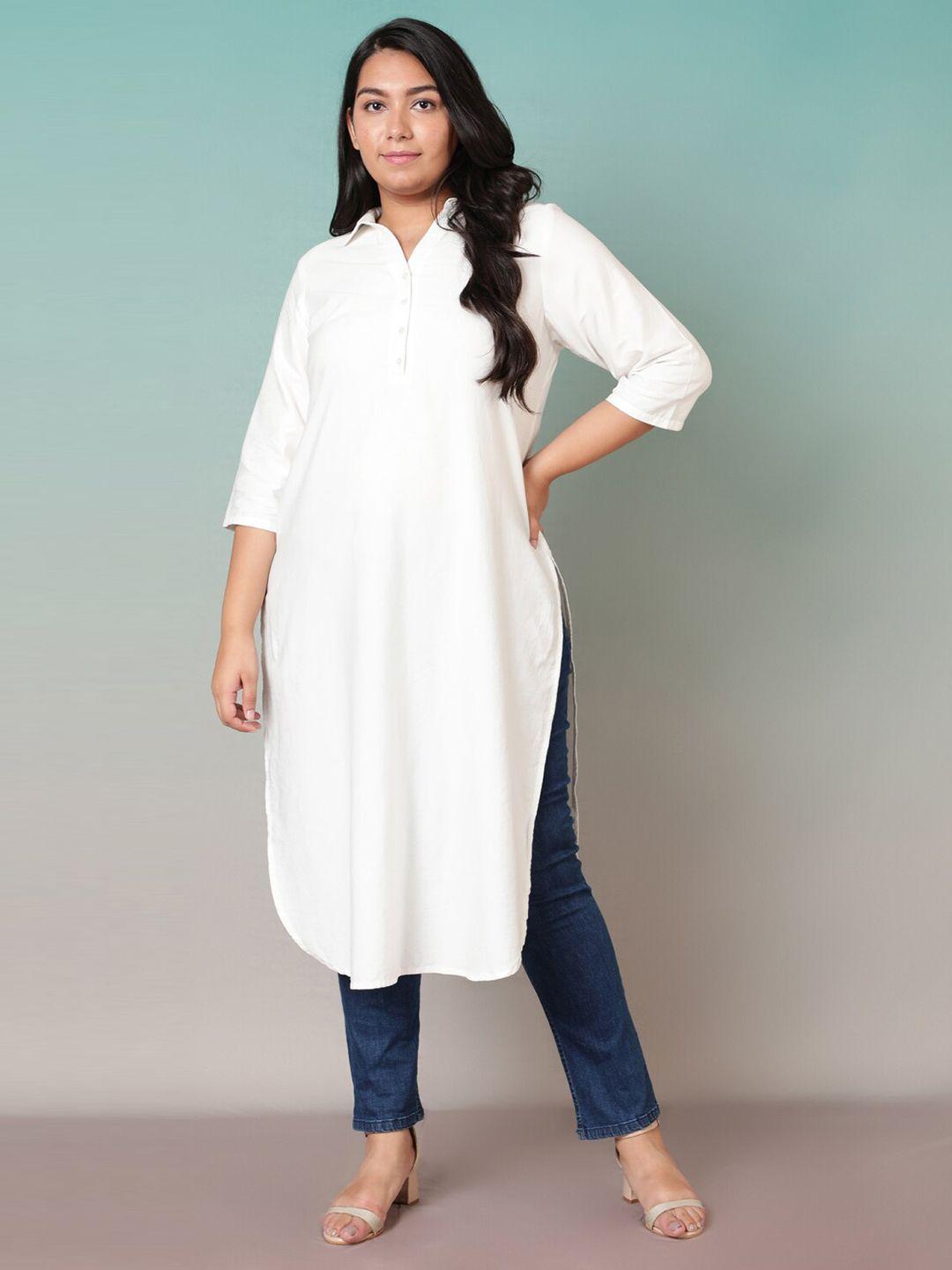 amydus plus size women white kurta