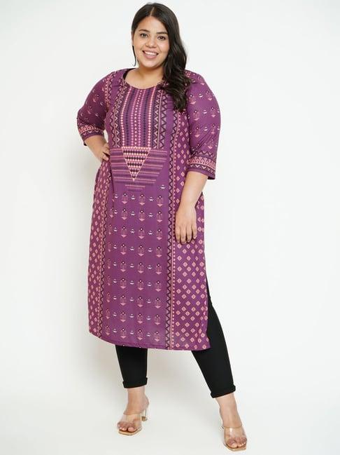 amydus purple printed a line kurta