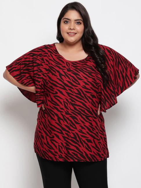 amydus red & black printed top