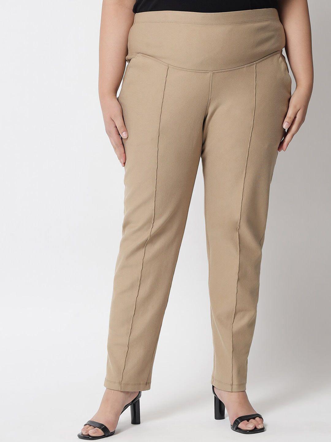 amydus women beige high-rise trousers