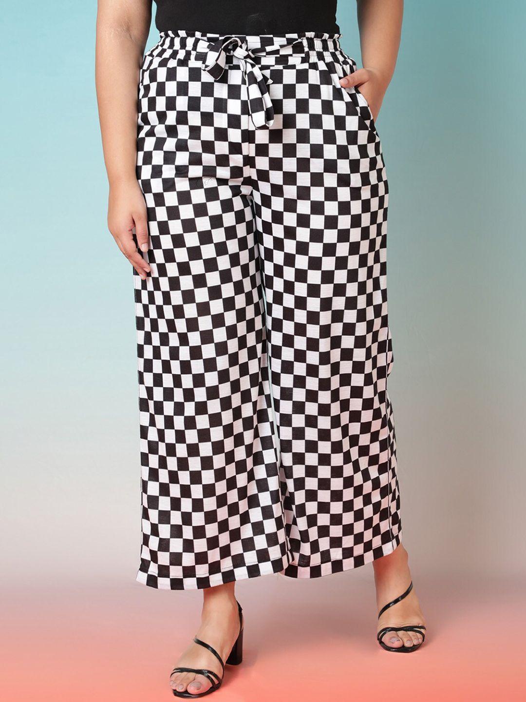 amydus women black checked trousers