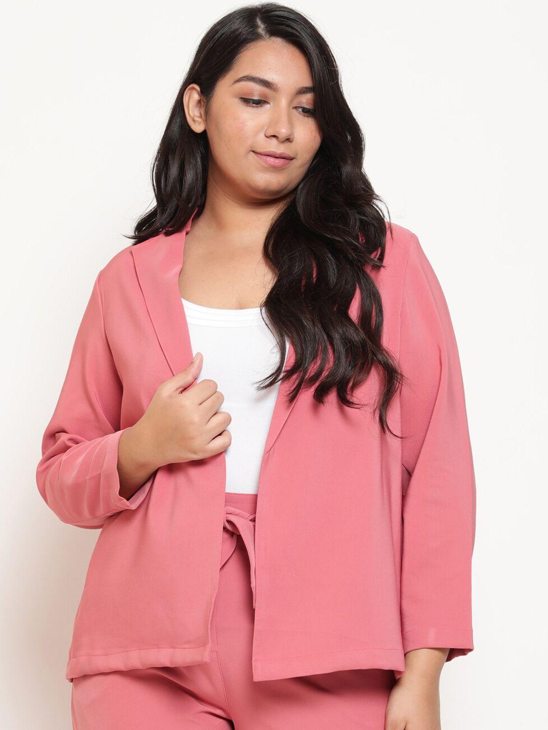 amydus women dark rose pink solid single-breasted blazers