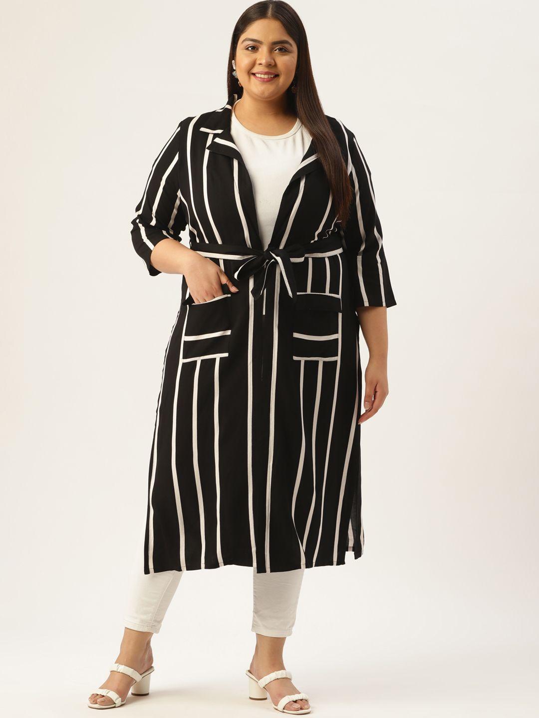 amydus women plus size black & white striped shrug