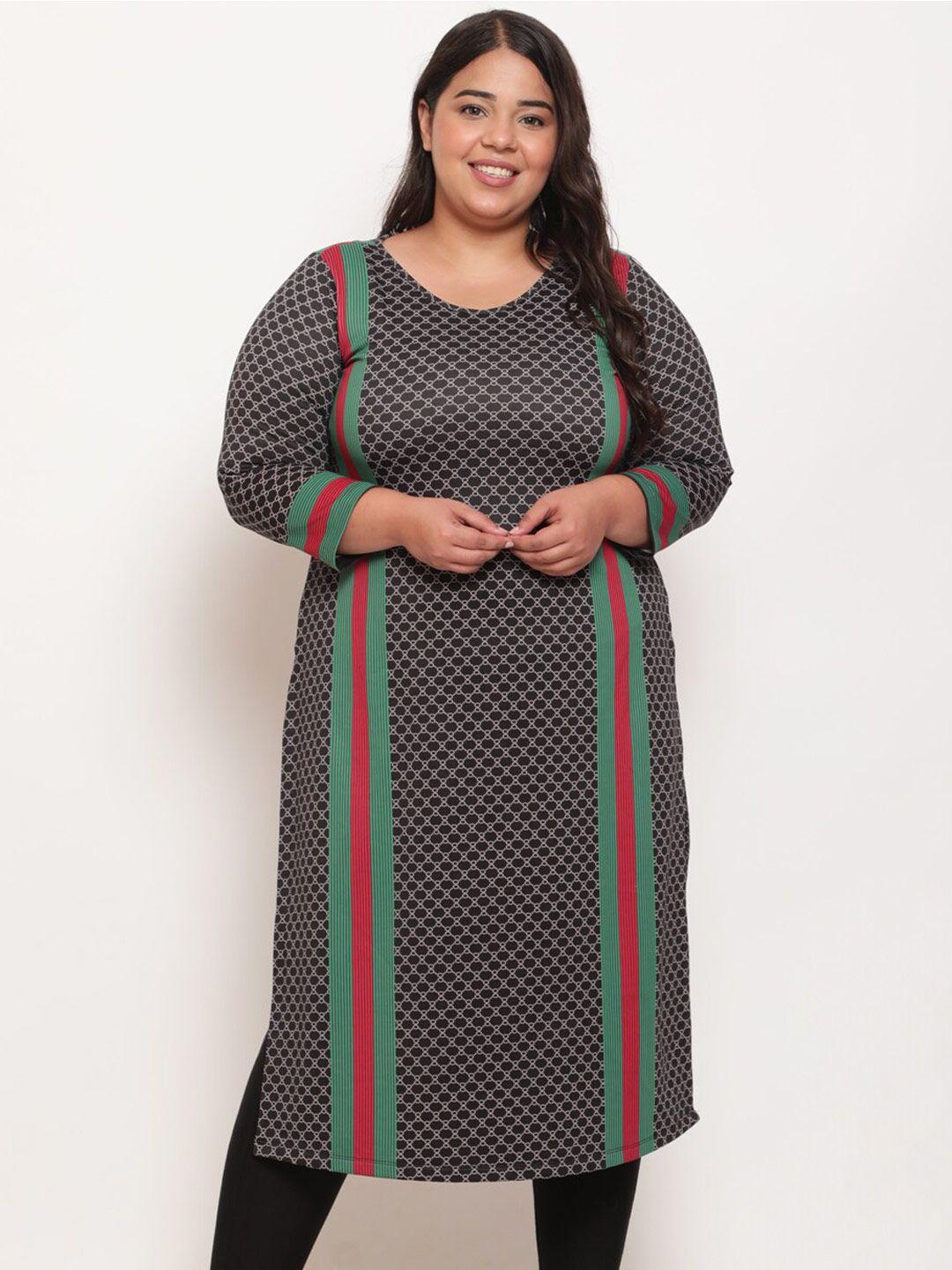 amydus women plus size black luxe art woolen winter kurti