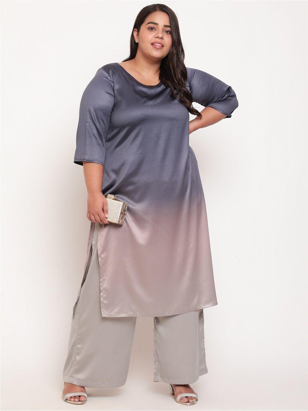 amydus women plus size blue & grey kurta