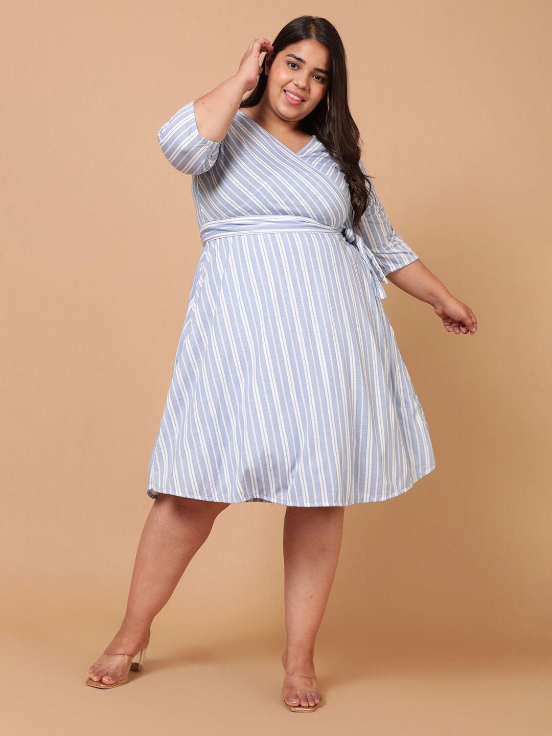 amydus women plus size blue & white striped dress