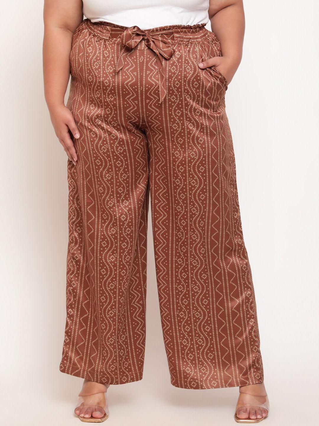 amydus women plus size bronze-toned printed high-rise trouser