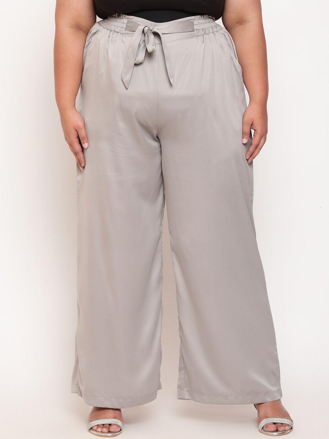 amydus women plus size grey high-rise trouser