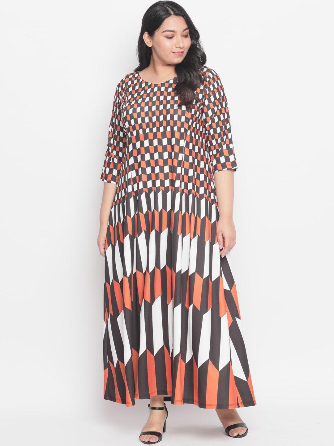 amydus women plus size grey printed maxi a-line dress