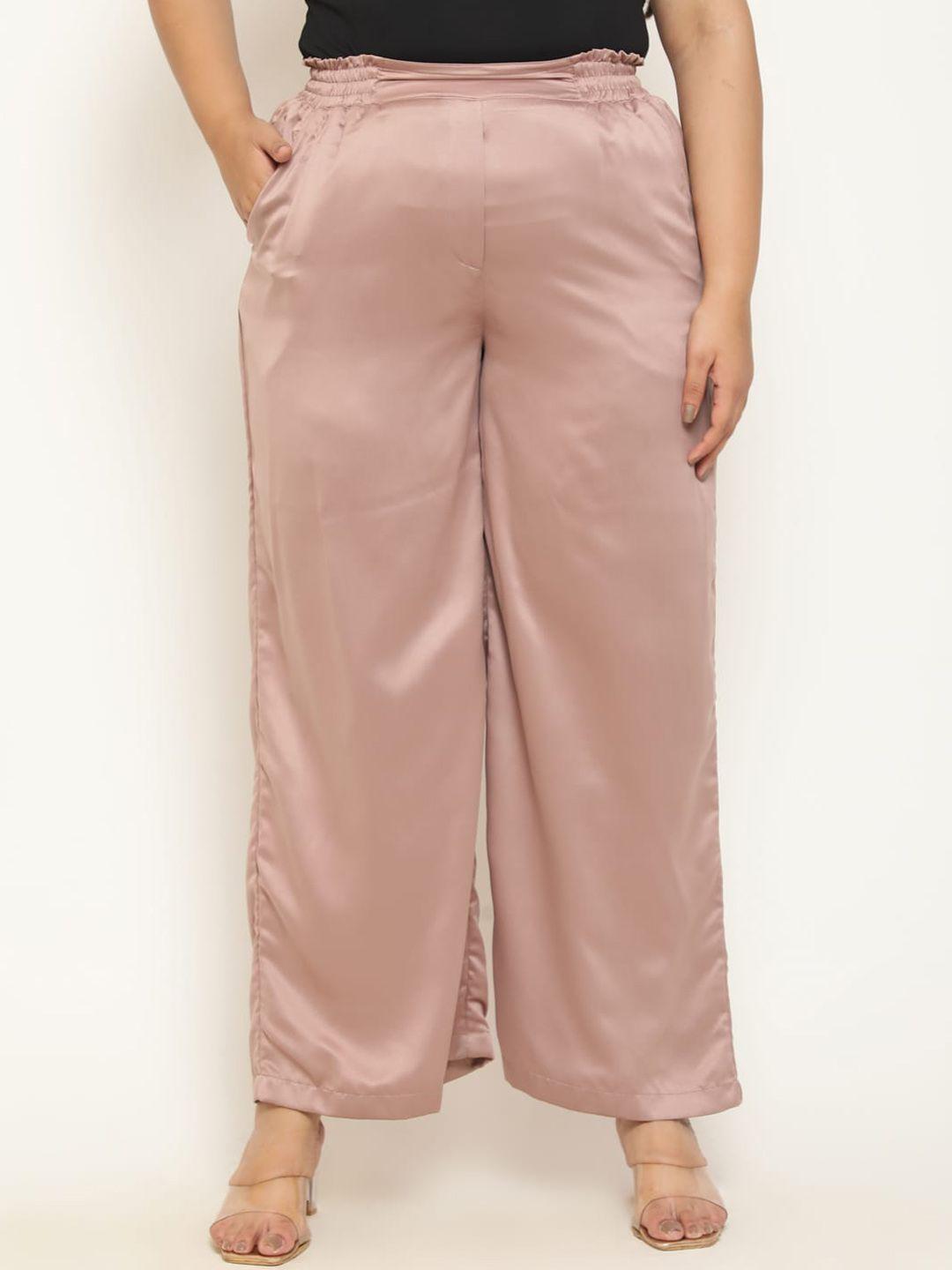 amydus women plus size high-rise loose fit parallel trousers