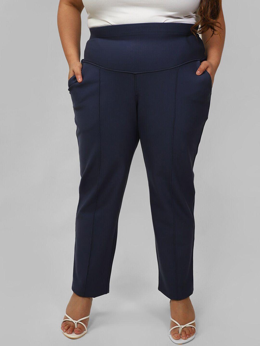 amydus women plus size straight fit high-rise trousers