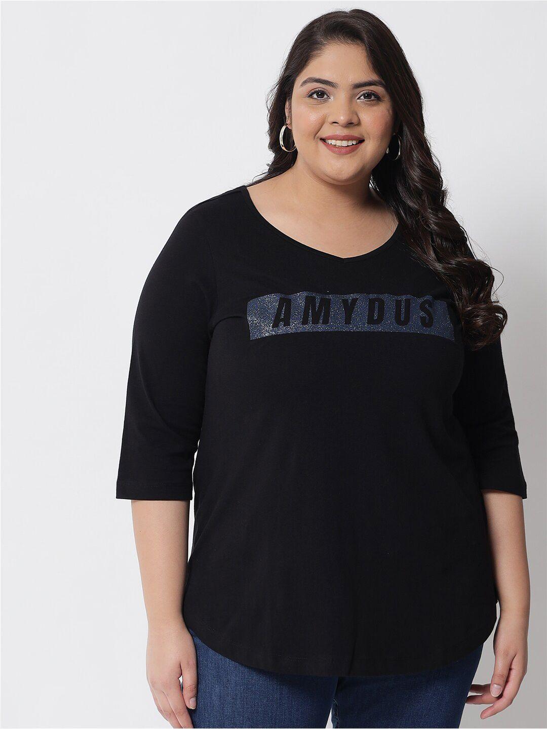 amydus women plus size typography printed cotton t-shirt