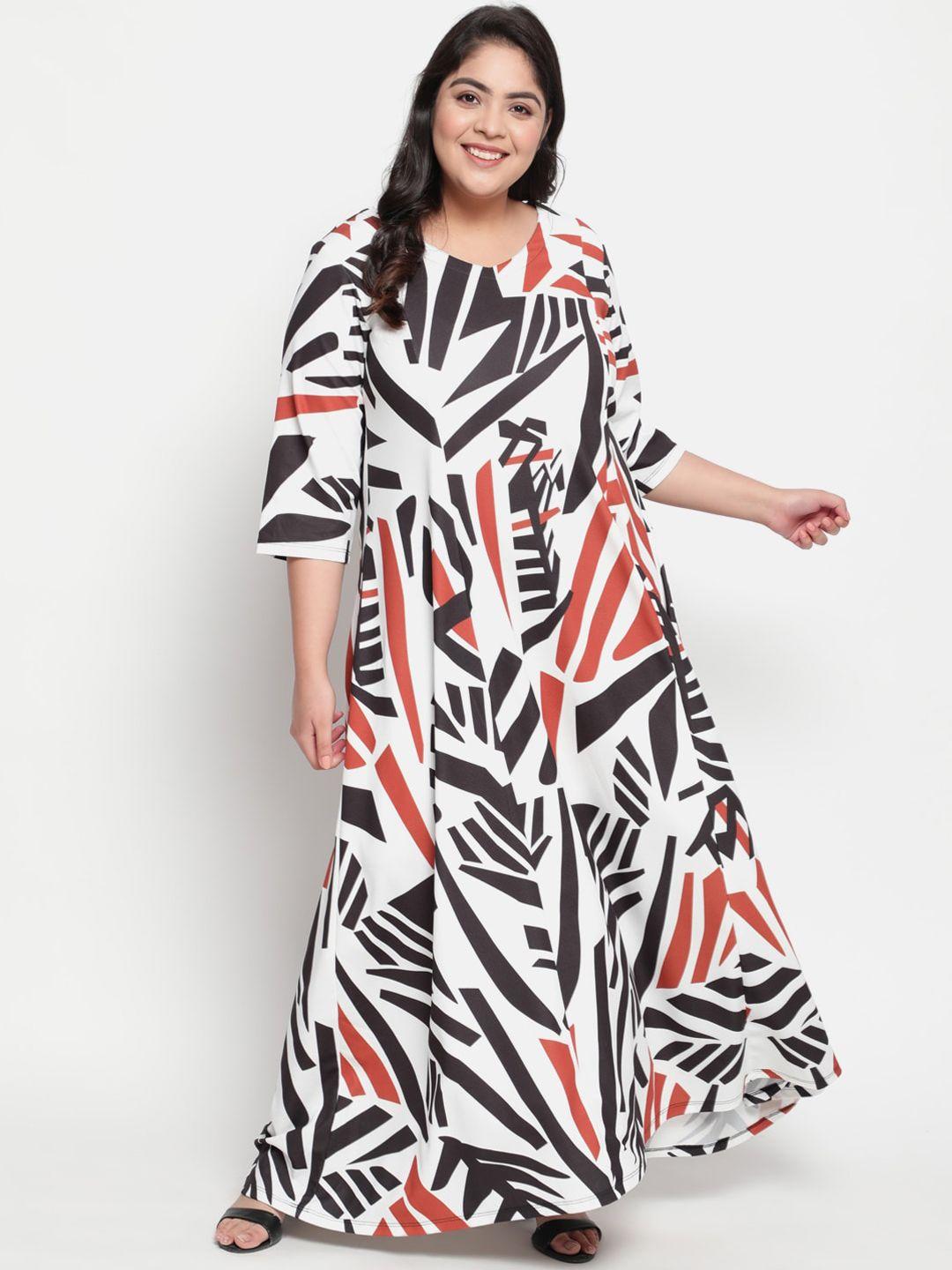 amydus women plus size white & black maxi dress