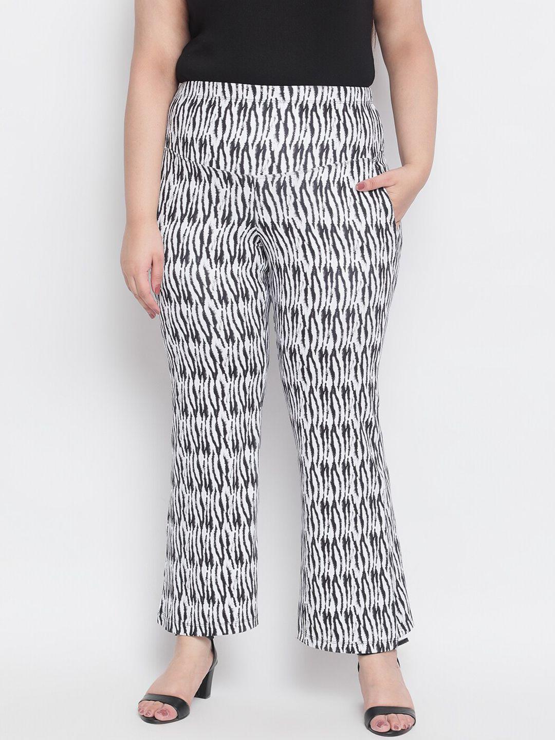 amydus women white printed flared trousers