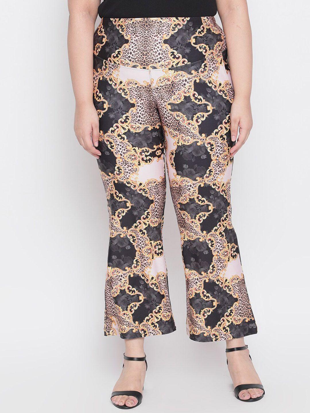 amydus women yellow animal printed flared trousers