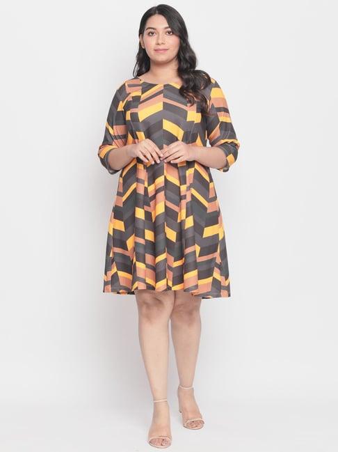 amydus yellow & grey printed dress