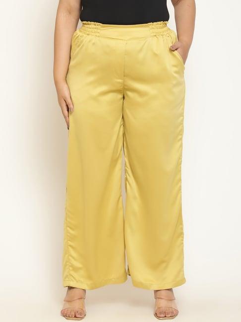 amydus yellow  regular fit high rise pants