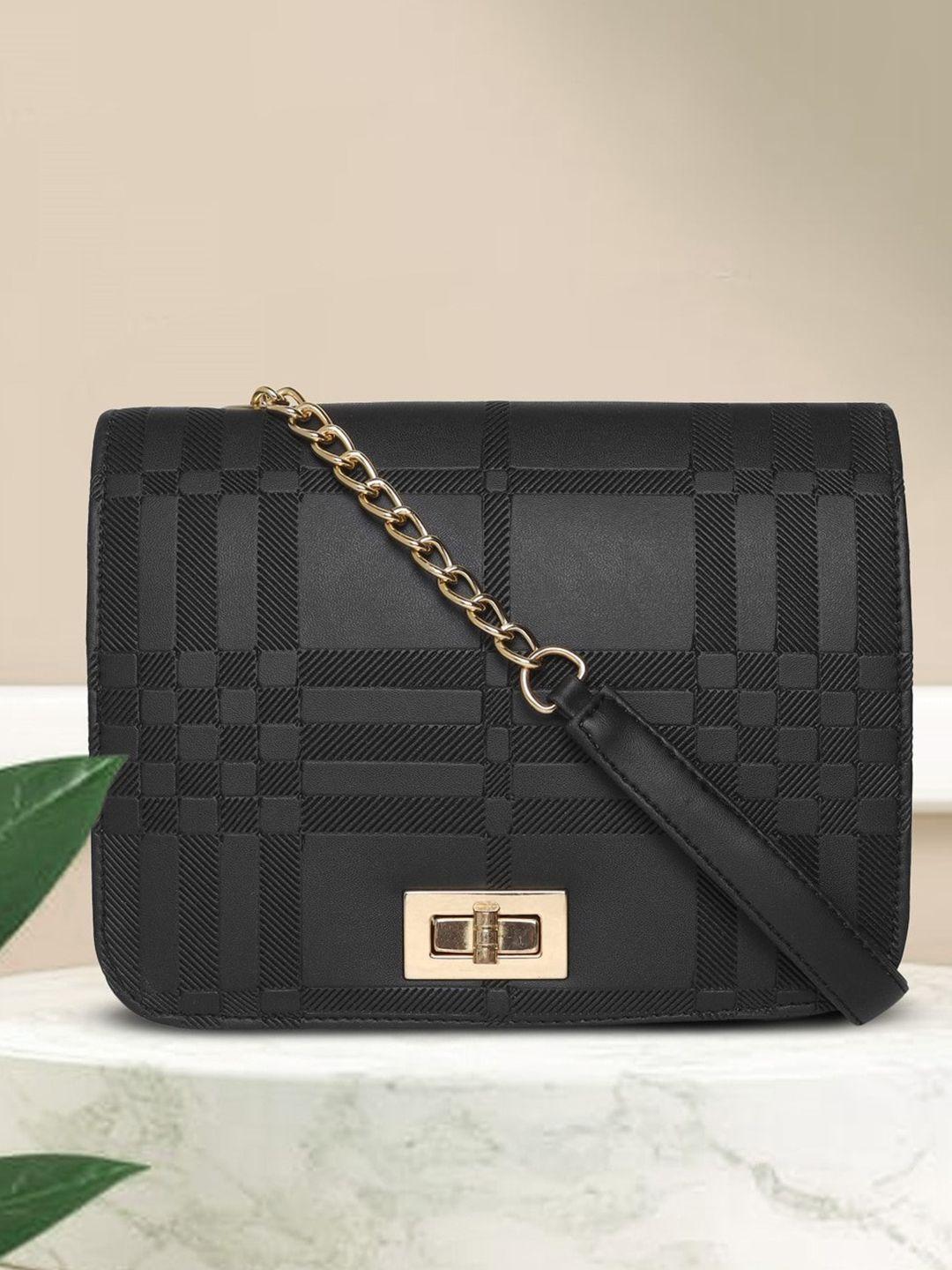 amyence black oversized structured sling bag with quilted