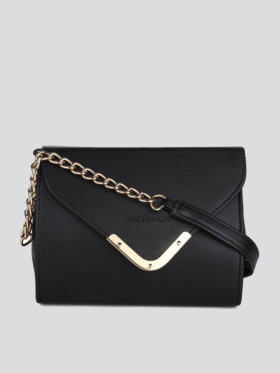 amyence black structured sling bag
