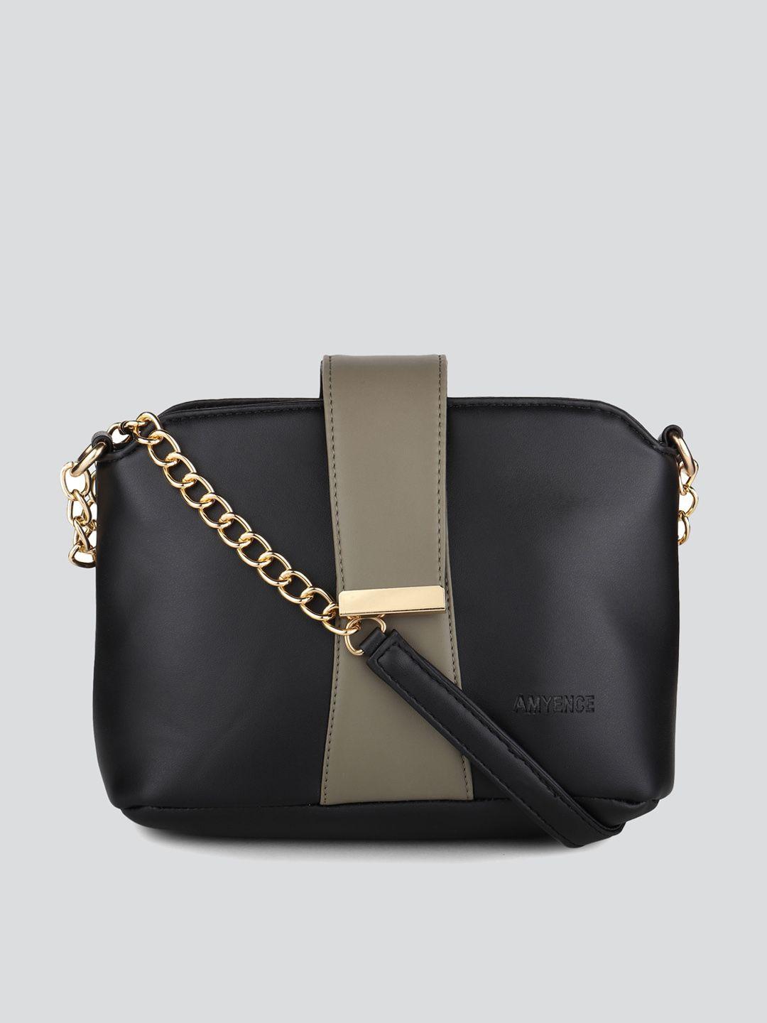 amyence black structured sling bag