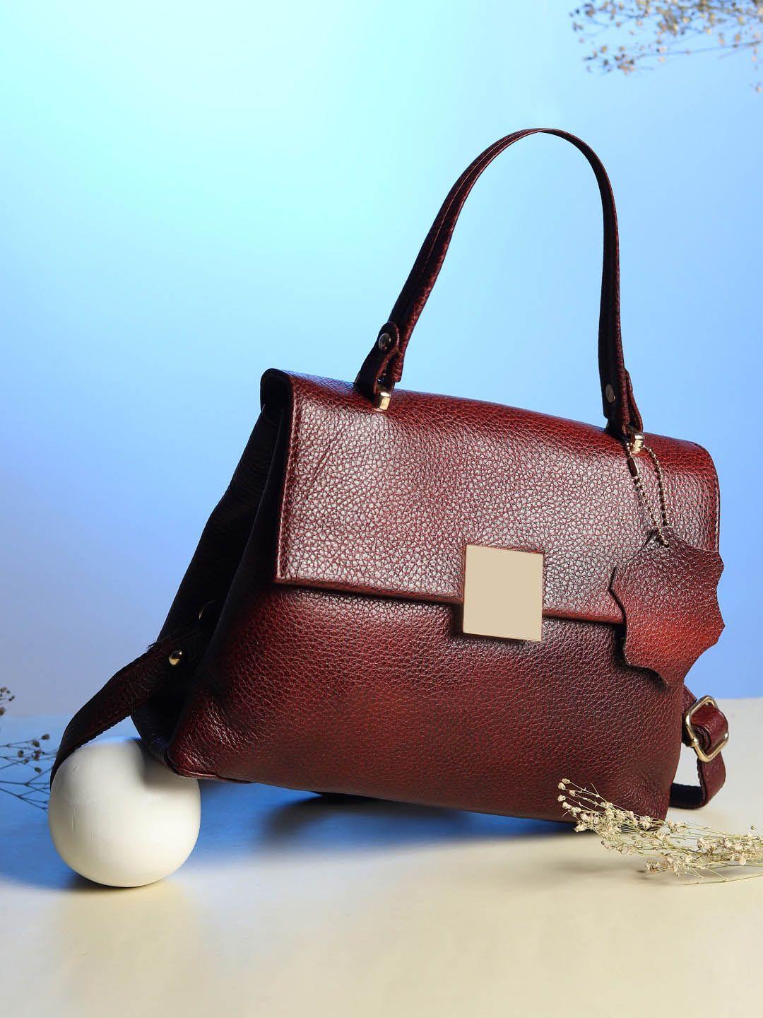 amyence brown leather structured shoulder bag