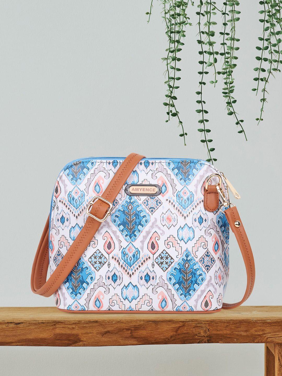 amyence ethnic motifs printed structured sling bag