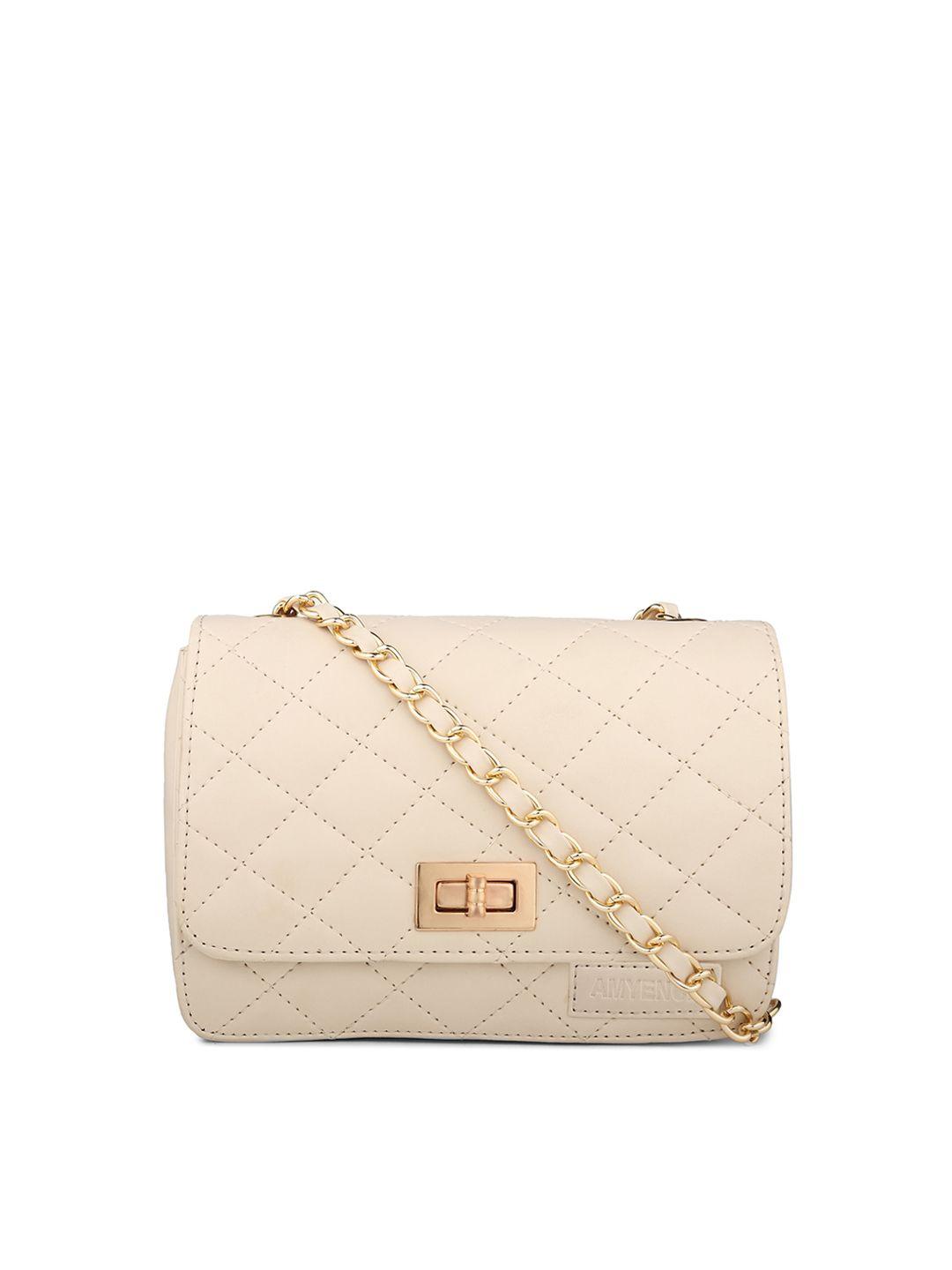 amyence white structured sling bag with quilted