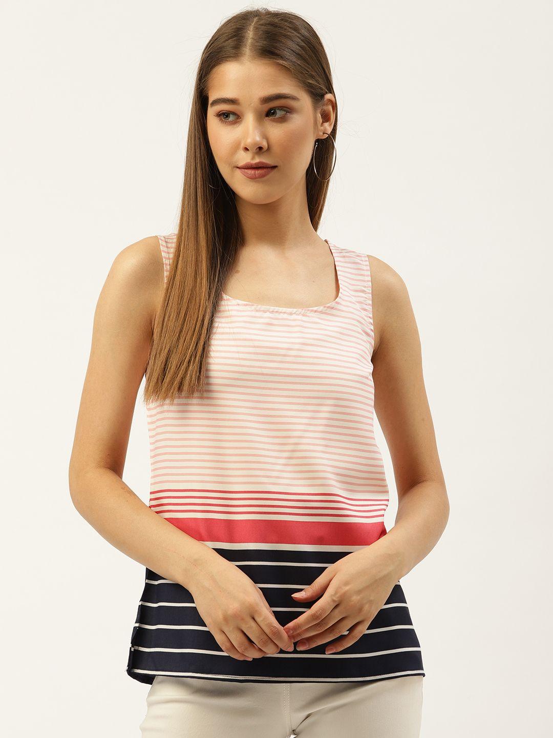 an episode women pink & navy blue striped top