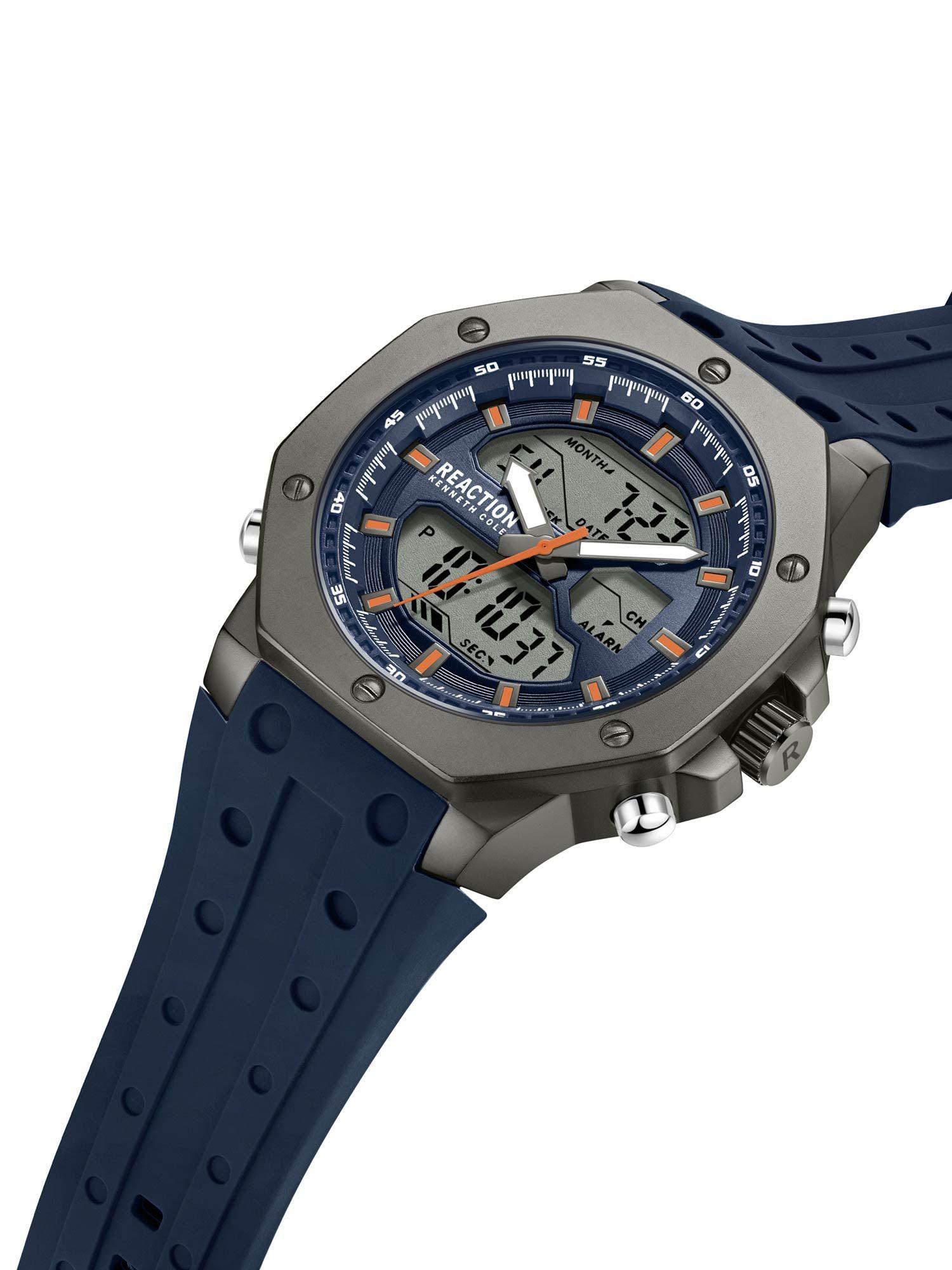 ana-digit blue black silicone strap watch for mens - krwgp9005601