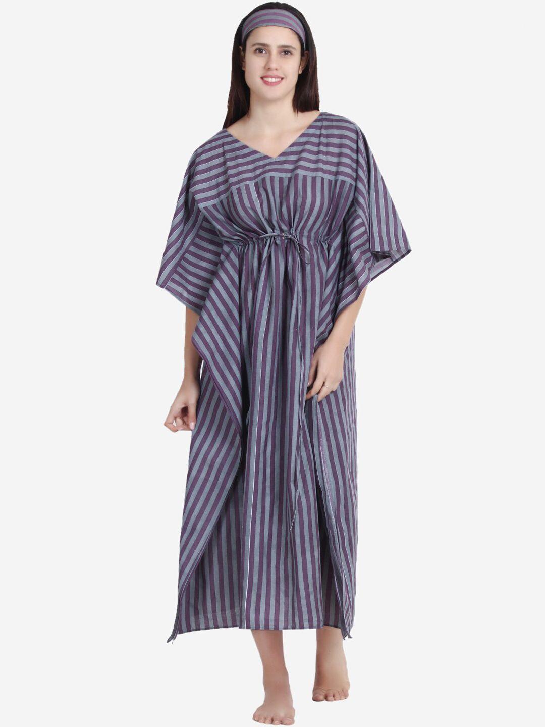 anaario purple striped maxi nightdress