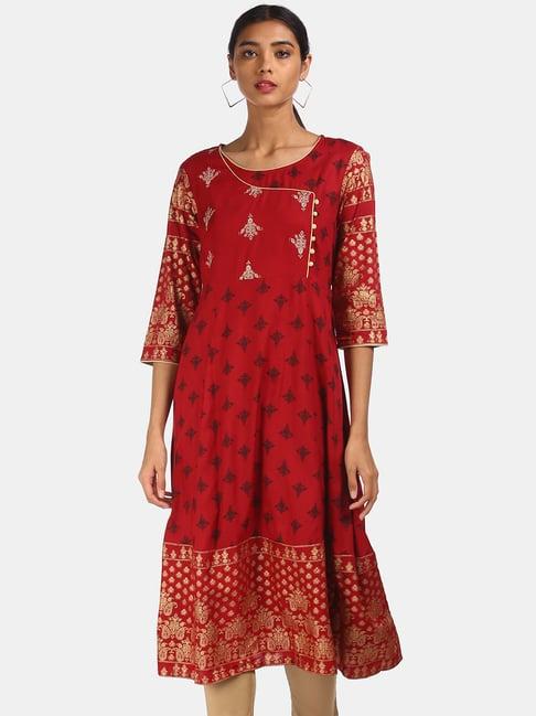 anahi red printed kurta